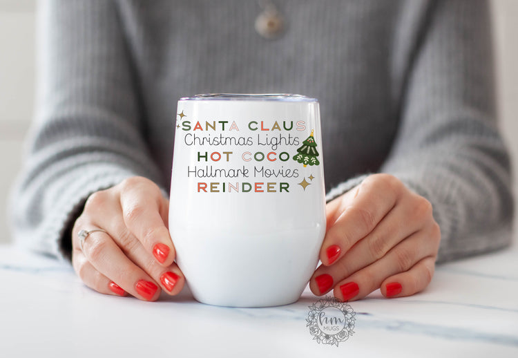 Santa Claus and Christmas Movies Wine Tumbler