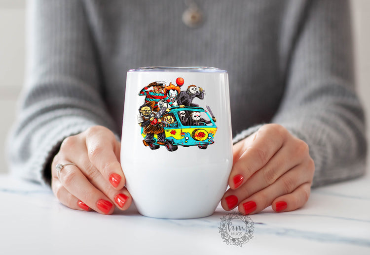 Horror Movie Characters Wine Tumbler - Halloween