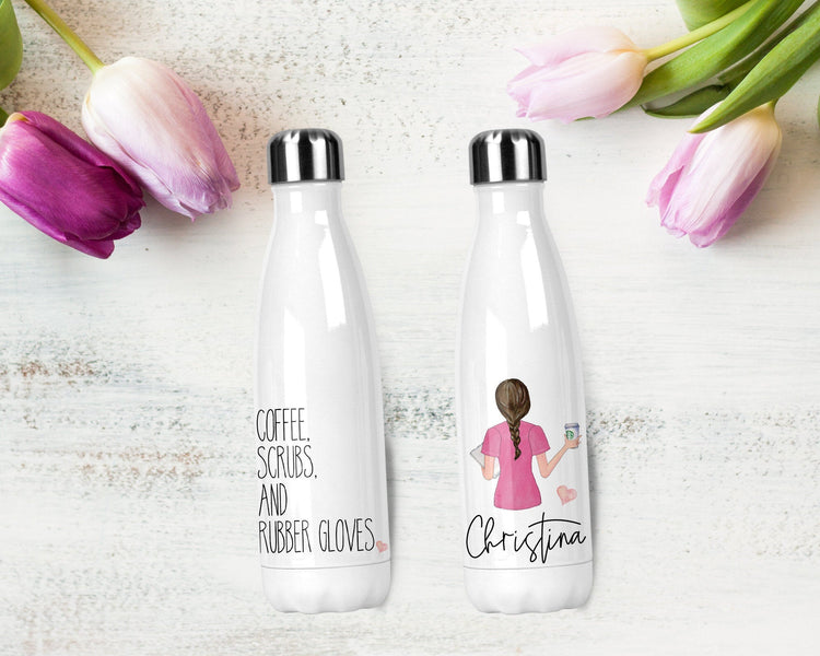 Personalized Nurse Stainless Steel Water Bottle