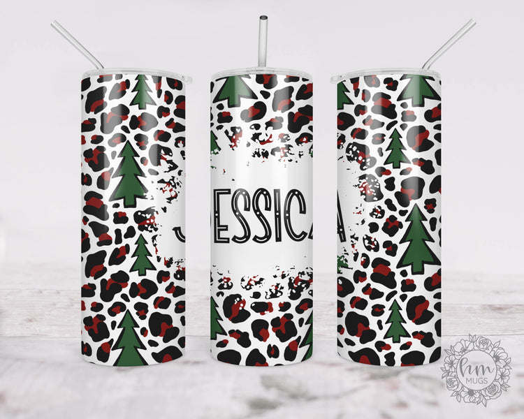 Personalized Christmas Tree and Gingerbread Skinny Tumbler