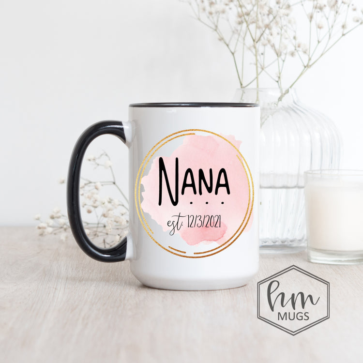 Personalized Nana Coffee Mug - Pregnancy Announcement for Grandparent