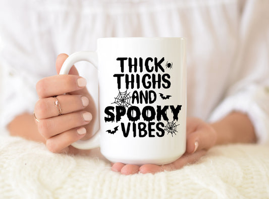 Thick Thighs And Spooky Vibes Coffee Mug