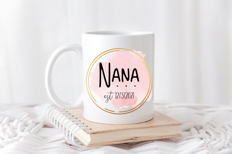 Personalized Nana Coffee Mug - Pregnancy Announcement for Grandparent