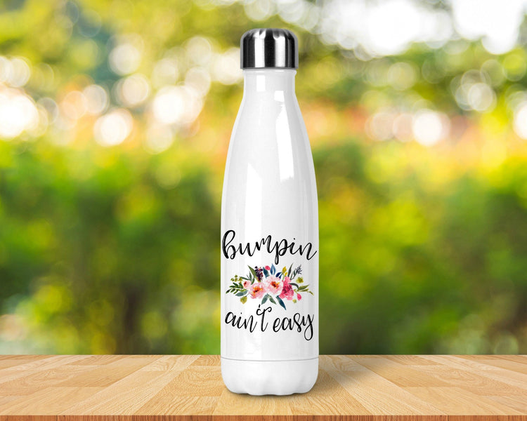 Bumpin Ain't East Stainless Steel Water Bottle, Pregnancy Gift