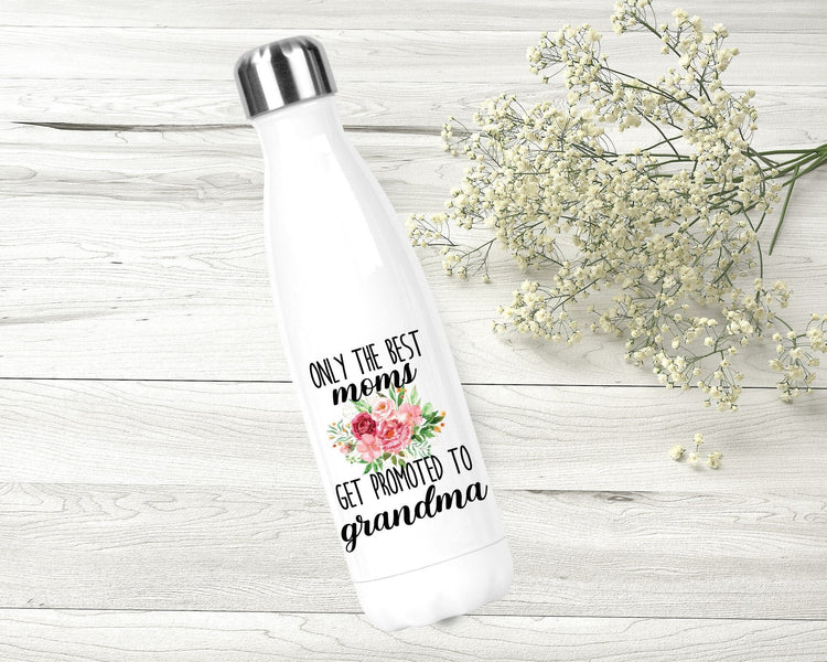 Only The Best Moms Get Promoted To Grandma Stainless Steel Water Bottle, Pregnancy Reveal To Mom