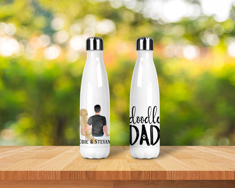 Personalized Doodle Dad, Golden Doodle Lover, Gift For Christmas, Stainless Steel Waterbottle, Goldendoodle Dad