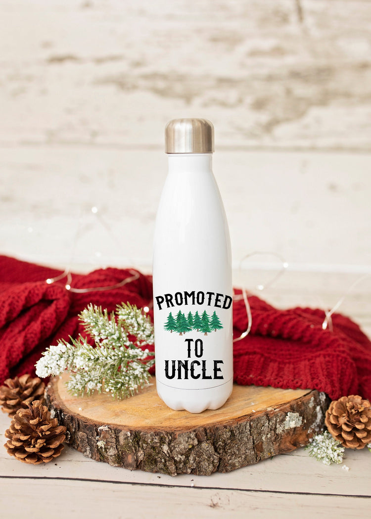 Promoted To Uncle - Uncle Gift - New Uncle Gift - Gift For Brother - Pregnancy Announcement Idea - Stainless Steel Water Bottle