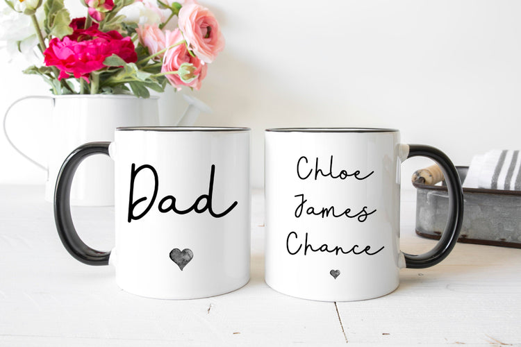 Dad With Kids Names Coffee Mug